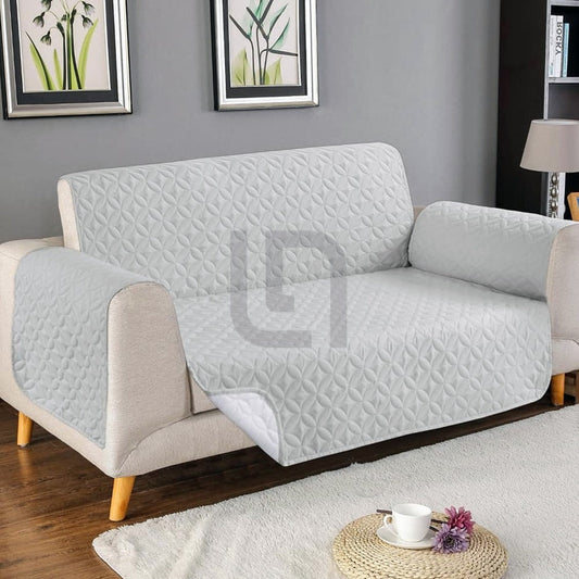  Ultrasonic Quilted Sofa Cover - Light Grey - Anti Slip