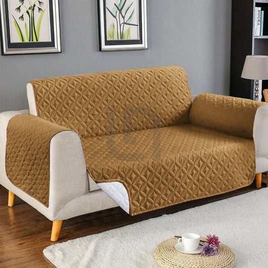  Ultrasonic Quilted Sofa Cover - Mustard - Anti Slip