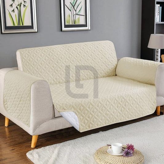  Ultrasonic Quilted Sofa Cover - Off White - Anti Slip