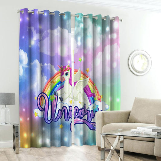Unicorn Character Kids Room Curtains - 1 Curtain ( Not included 2 Curtains )