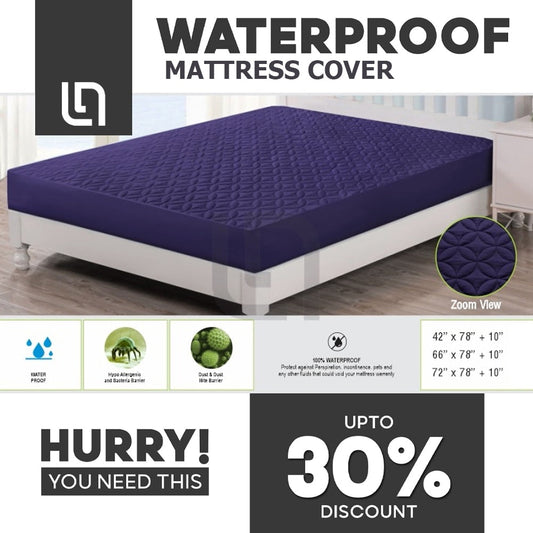 Waterproof Mattress Cover - Microfiber Quilted - Magenta